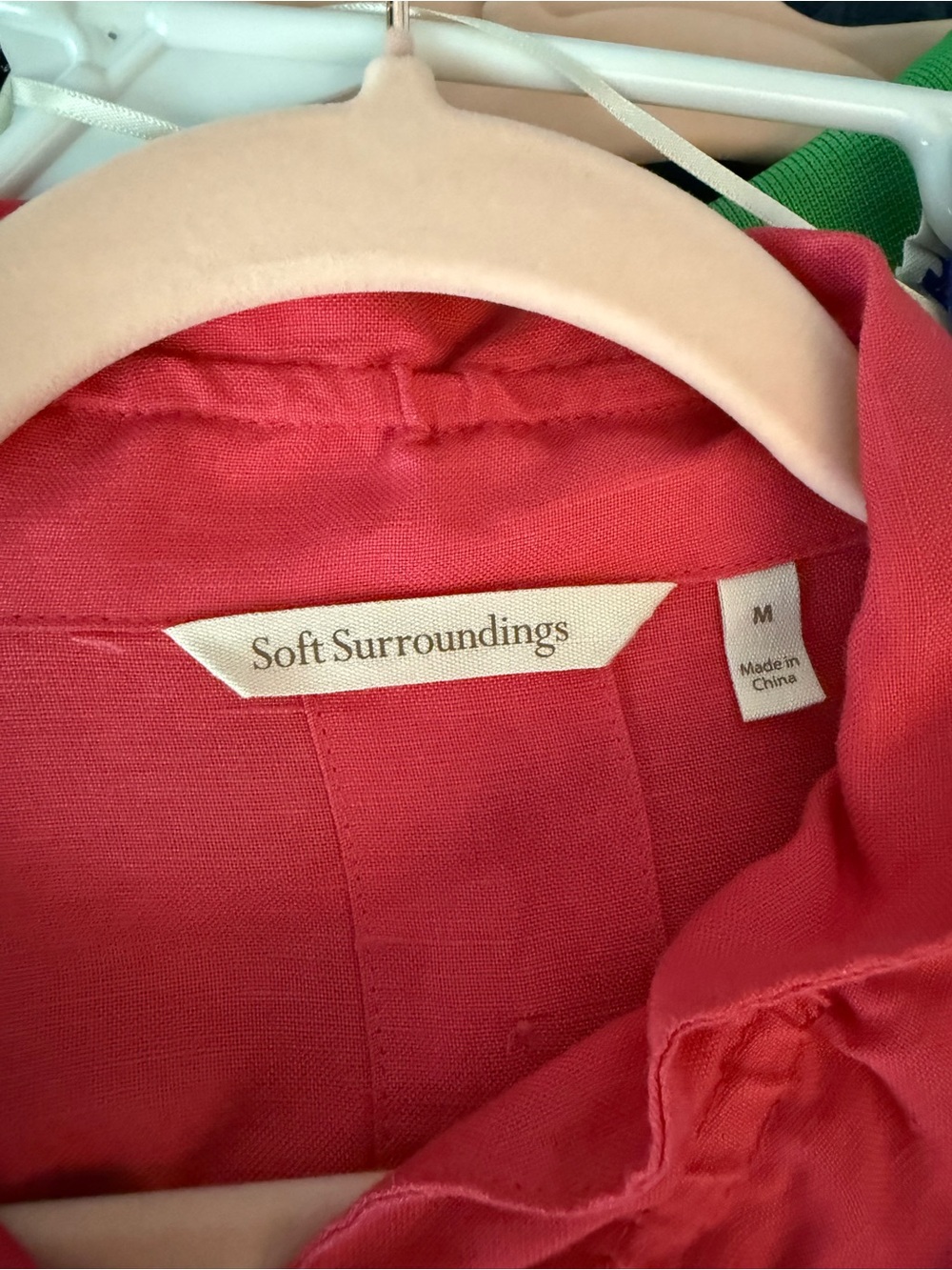 Soft SurroundingsTunic Blouse Shirt Pink Coral Linen Blend Button Front TSize M - Picture 7 of 7